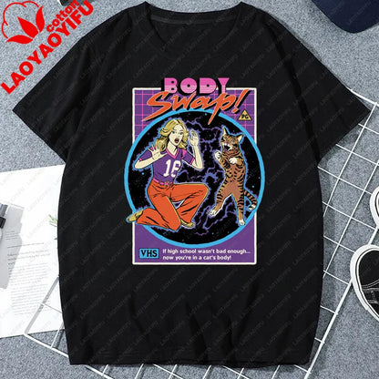Let's Sacrifice Toby Horror Satanist Graphic Tops Unique Creative Cartoon Streetwear Unisex Scary Short-sleev Tee Ropa Hombre