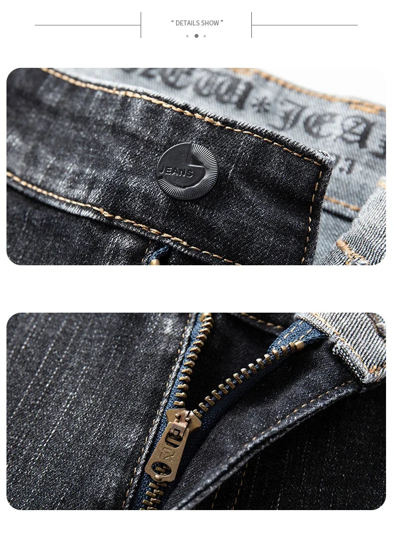 Autumn Winter New Business Men's Jeans Classic Fashion Stretch Washed Casual Denim Trousers Comfortable Straight Male pants