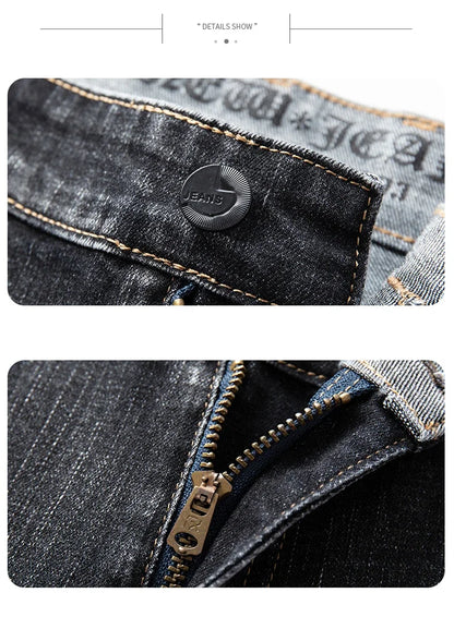 Autumn Winter New Business Men's Jeans Classic Fashion Stretch Washed Casual Denim Trousers Comfortable Straight Male pants