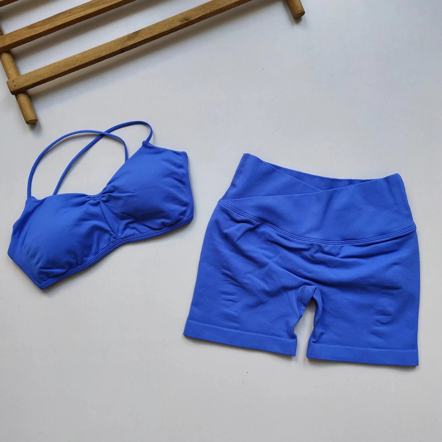Women's Shockproof Two-Piece Yoga Set - Built-in Pads Racerback Tank, High-Waist Peach Butt Lift Shorts for Gym