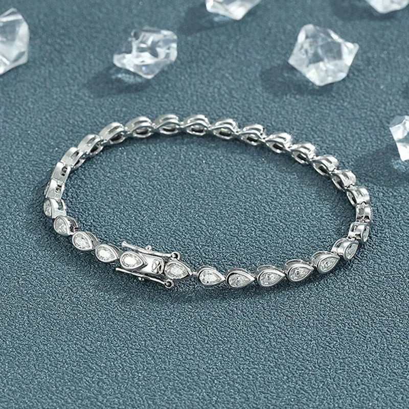 Full Asscher Cut 3x3mm 0.15CT Bezel Type Moissanite Tennis Bracelet for Women Men Party 925 Silver GRA Certified Bracelets