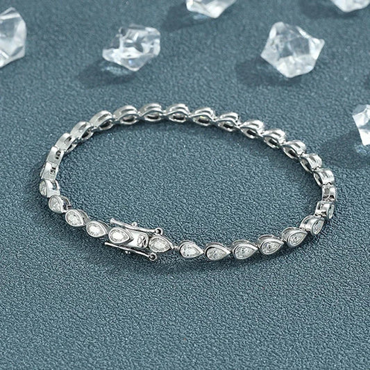 Full Asscher Cut 3x3mm 0.15CT Bezel Type Moissanite Tennis Bracelet for Women Men Party 925 Silver GRA Certified Bracelets