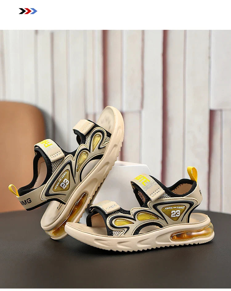 Summer Children's Sandals Outdoor Water Beach Breathable Speed Drying Shoes Boys Open Toe PU Air Cushion Sandals 28-39