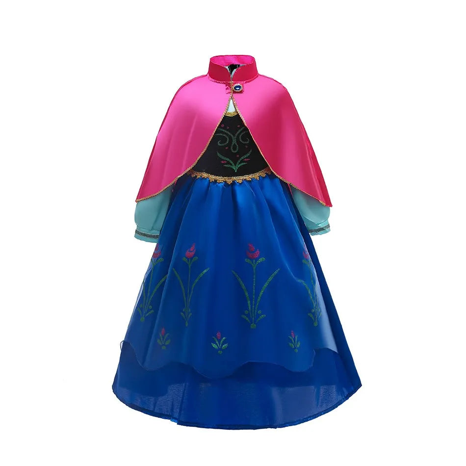 Vestido da Anna e Elsa para Meninas, Fantasia Cosplay Infantil de Halloween, Vestidos de Princesa para Crianças, Festa de Aniversário Elegante, Roupas de Carnaval 3-10 Anos