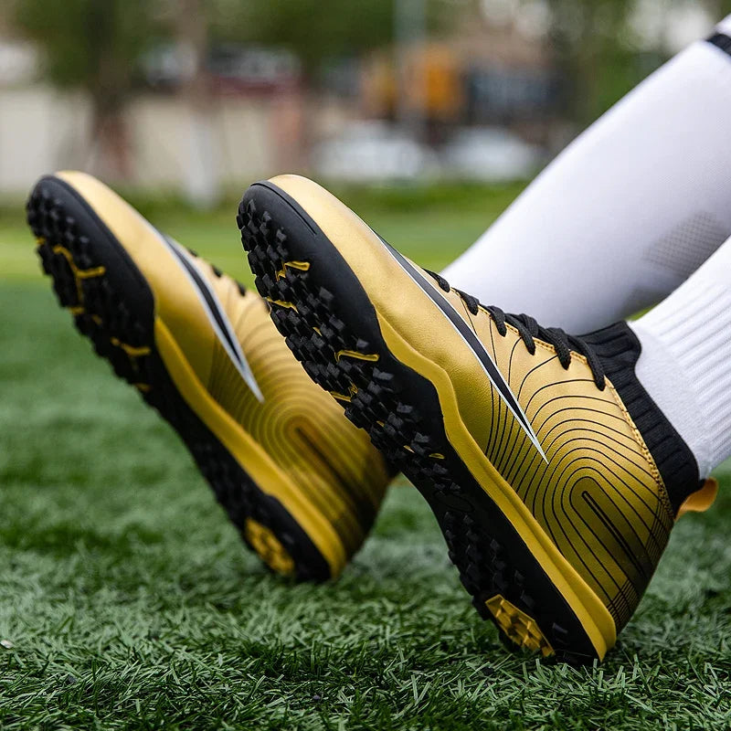 Professional Men Ankle Football Boots Outdoor Grass Cleats Unisex Soccer Shoes Long Spikes Tf Football Shoes Chuteira Society