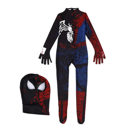 Kids Superhero Costume Spider Man Full Body Suit with Mask Role Play Outfit for Halloween Party Performance