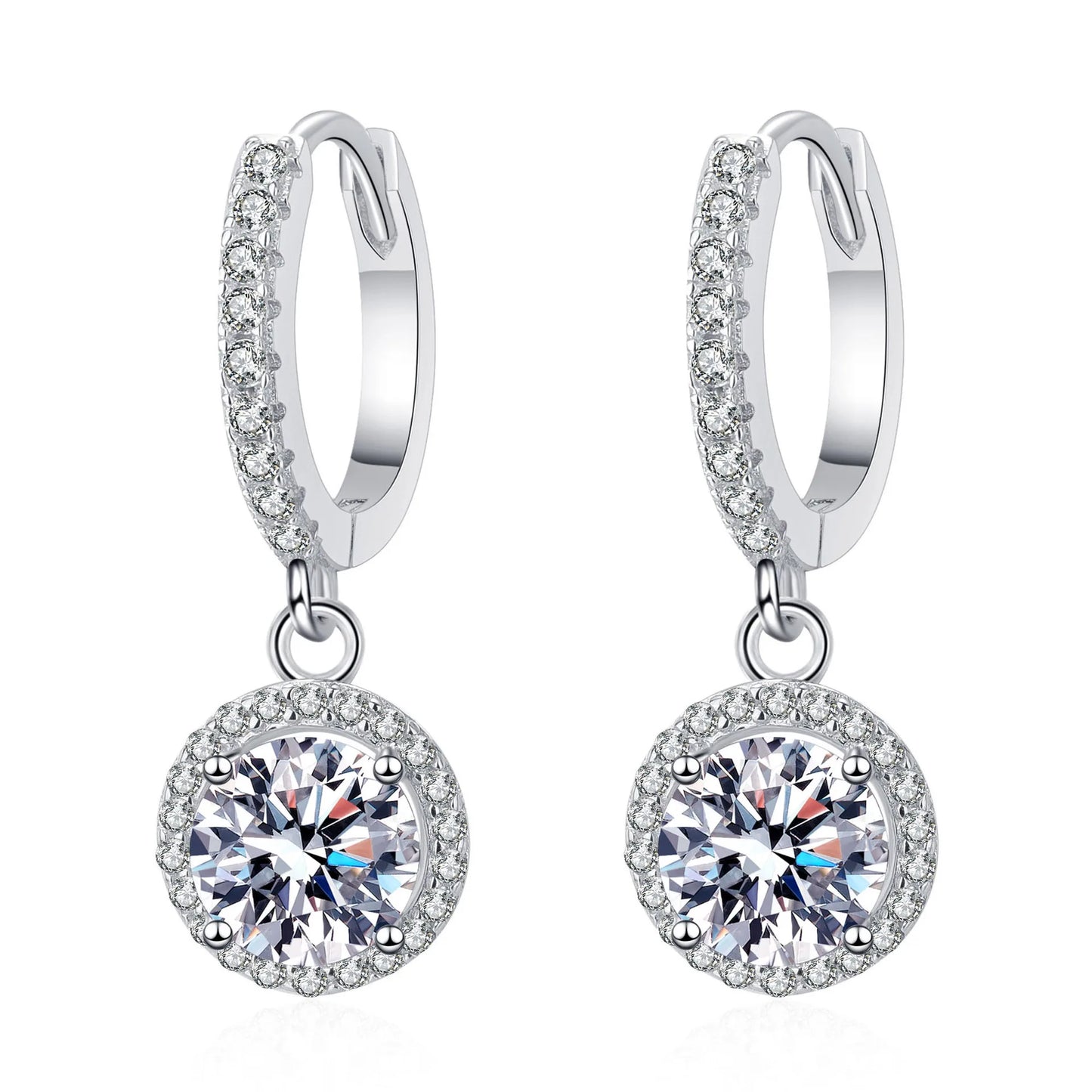 6.5mm 2cttw D Color Moissanite Earring 100% S925 Sterling Sliver Earrings for Women Wedding Engagement Fine Jewelry Gift
