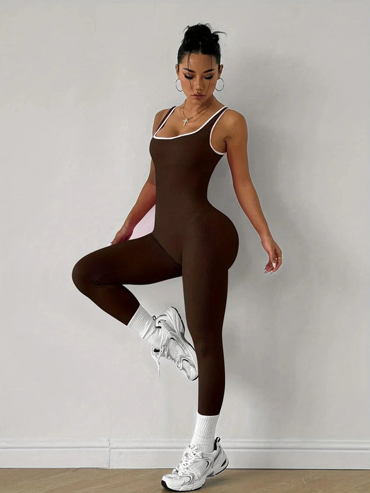 Jumpsuit for Women Workout Seamless Jumpsuits Yoga Ribbed One Piece Tank Tops Rompers Sleeveless Exercise Jumpsuits