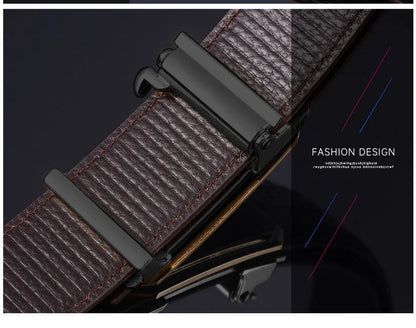 Men's Belt Automatic Buckle Belt High-Quality Trendy Crocodile Pattern Belt Fashionable Jeans Strap Men's Accessories