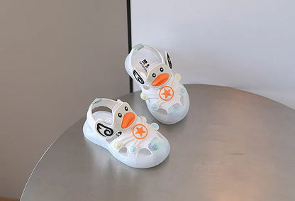 LED Light Baby Shoes 2023 Summer 0-3 Year Old Boys/girl Headband Anti Kick Sandals with Soft Soles Baby Toddler Soles Beach Shoe
