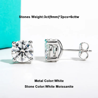 10k Gold 4/3/2/1.6/1/0.6ct Moissanite Stud Earrings For Women Real 10K Gold Post Anti-allergy Men Earrings Jewelry