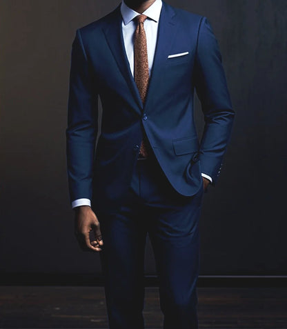 Casual Slim Fit Wedding Groomsmen Suit Set Men's Business Cotton Blend Fashion Urban Two Piece Suit Lightweight Autumn Wear