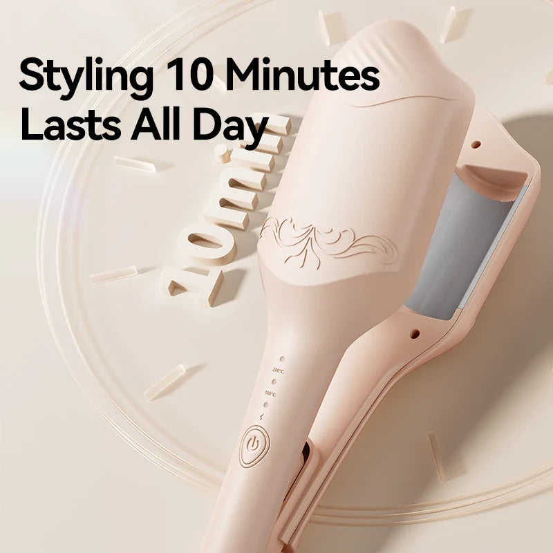40mm Deep Wave Hair Crimper with Negative Ion - Adjustable Temperature Curling Iron for Long Lasting Wavy Hair, Anti-Frizz