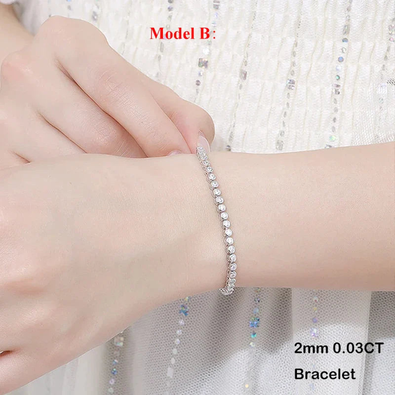 Full Asscher Cut 3x3mm 0.15CT Bezel Type Moissanite Tennis Bracelet for Women Men Party 925 Silver GRA Certified Bracelets