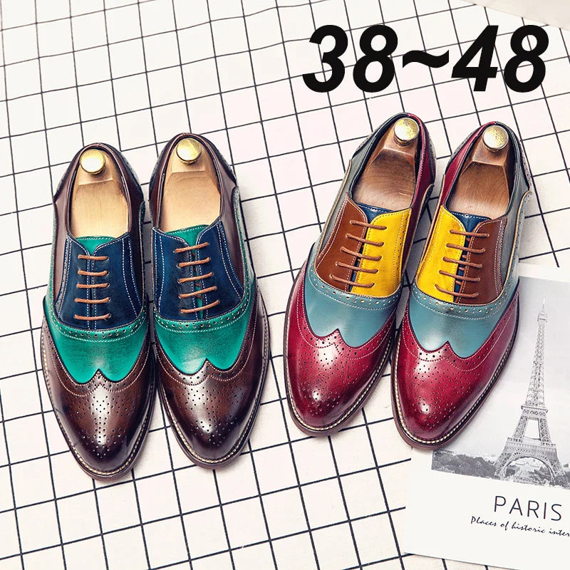 Handmade Mens Dress Designer Bullock Leather Fashion Wedding Italy Office Party Luxury Brand Shoes for Men Loafers Male Shoes 48