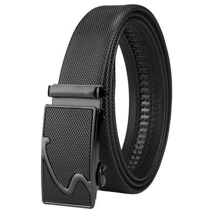 Men's leather belt with automatic buckle, Korean version trendy and casual middle-aged and young business leather pants belt