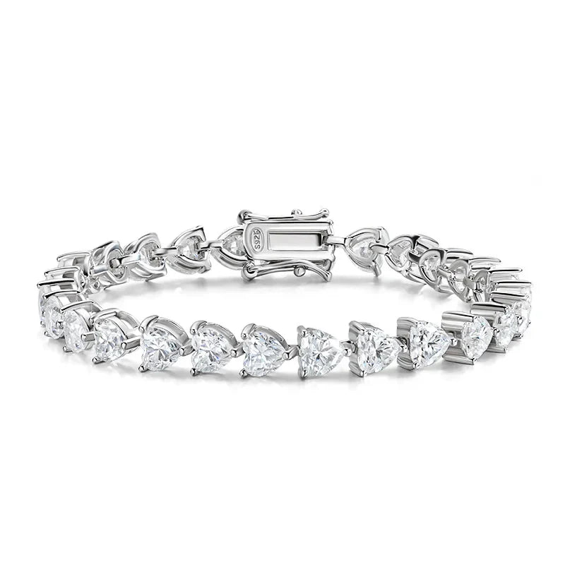 D VVS1 Heart Moissanite Tennis Bracelet Original 925 Sterling Silver Plated 18k White Gold with GRA Bracelets for Women