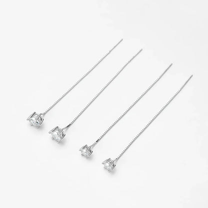 100% 925 Sterling Silver 2ct Moissanite Drop Earrings For Women Long Tassel Earring Wedding Party Luxury Fine Jewelry Gift