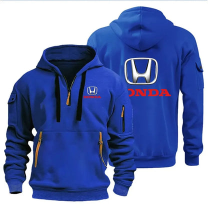 Autumn and Winter Men's Honda Logo Print Casual Hoodie Sportswear Fleece Warm Jacket Suit Shirt Outdoor Racing Fan Clothing