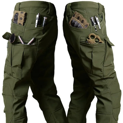 Winter Tactical Pants Men Shark Skin Soft Shell Cargo Trousers Outdoor Multi-pocket Windproof Waterproof Combat Pant S-4XL
