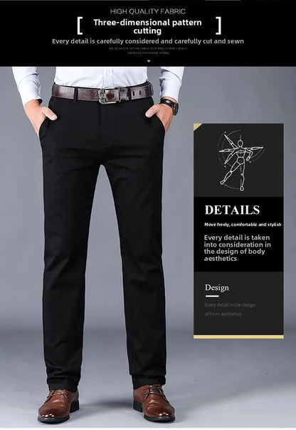 Men's Business Casual Pants Spring Summer Elastic Trousers Office Suit Pant Quick Dry Formal Stretch Pant Breathable Comfortable