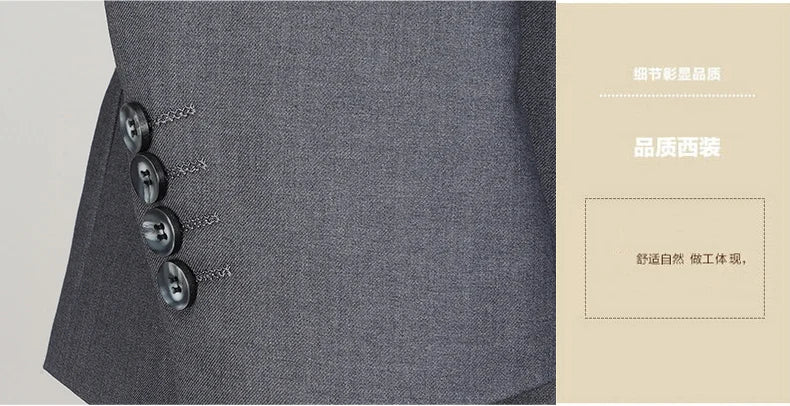 Men's Slim Fit Two-Button Wedding Suit Korean Style Business Formal Two-Piece Set with Trousers High-Quality 2025