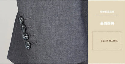 Men's Slim Fit Two-Button Wedding Suit Korean Style Business Formal Two-Piece Set with Trousers High-Quality 2025