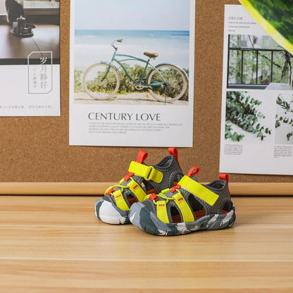 Baby Camouflage Sandals Boys Anti-kick Anti-slip Sport Sandals Girls Breathable Mesh Sandals