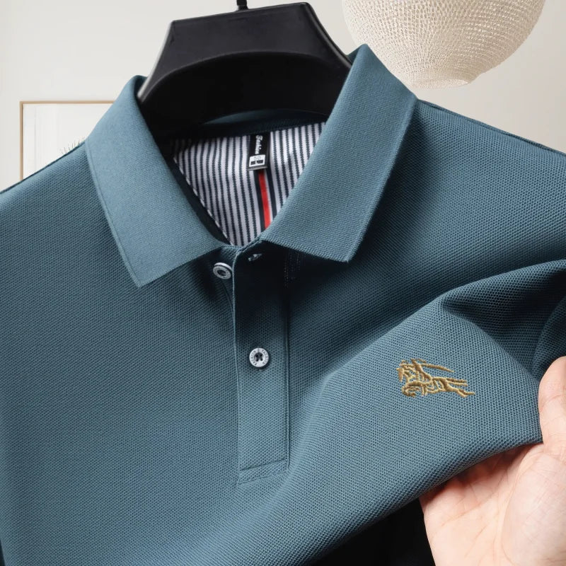 100% pure cotton luxury brand short sleeve men's polo shirt summer fashion letter embroidery design golf top breathable T-shirt