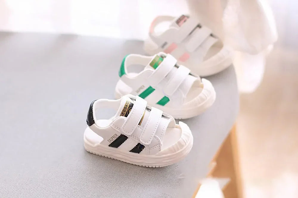 PU Leather Summer Sandals For Children 2024 Trend Fashion Boys Girls Beach Shoes Anti-slippery Soft-soled Toddler Shoes Footwear