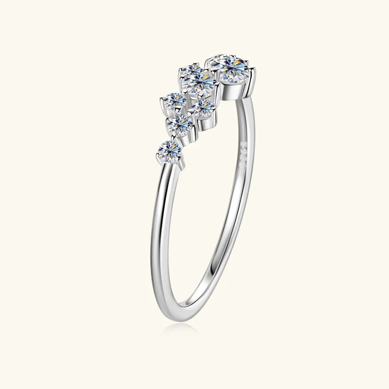 Colar e Anel de Diamantes Moissanite Prata Esterlina 925 Conjunto de Joias com Pingente de Aglomerado para Mulheres Anéis de Noivado Presente