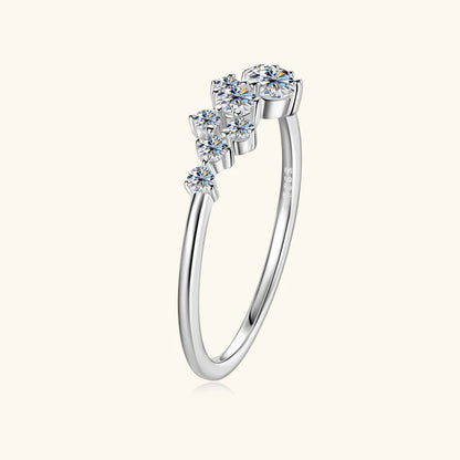 Colar e Anel de Diamantes Moissanite Prata Esterlina 925 Conjunto de Joias com Pingente de Aglomerado para Mulheres Anéis de Noivado Presente