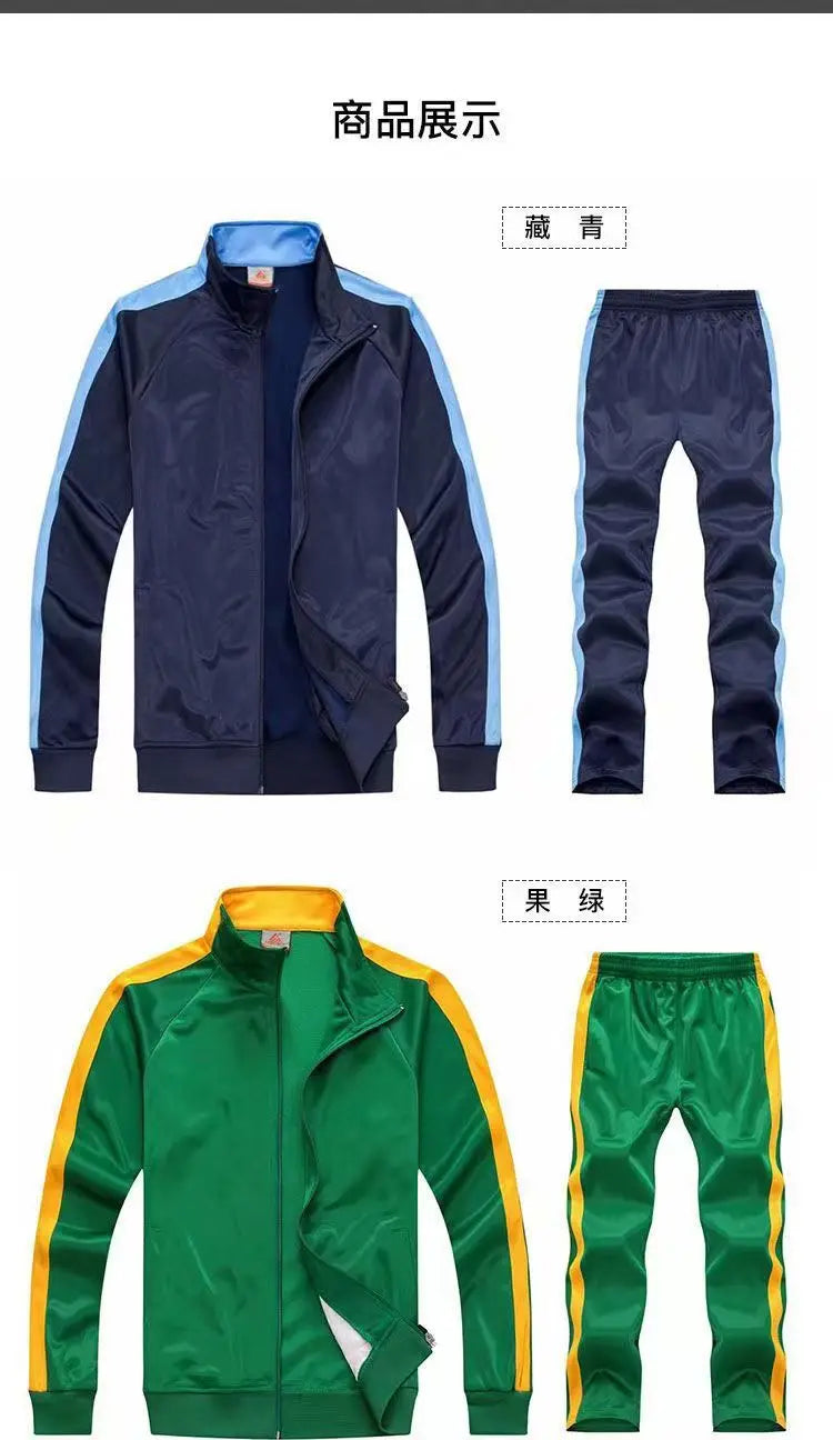 2Pcs Set Men's Sweatsuit Sportswear Tracksuit Men Jacket and Pants Sets Training Suit Autumn Winter Spring Sporting Track Suit