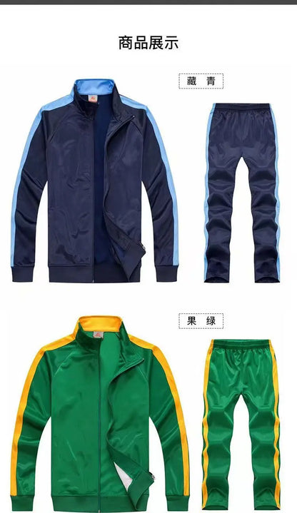 2Pcs Set Men's Sweatsuit Sportswear Tracksuit Men Jacket and Pants Sets Training Suit Autumn Winter Spring Sporting Track Suit
