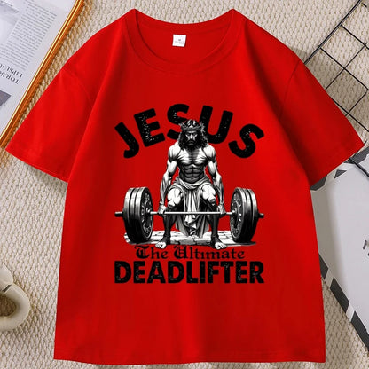 Jesus T Shirt Funny Christian Workout Weightlifting Gym Tee Man Short Sleeve Tshirts Clothing Streetwear Male Tee Tops