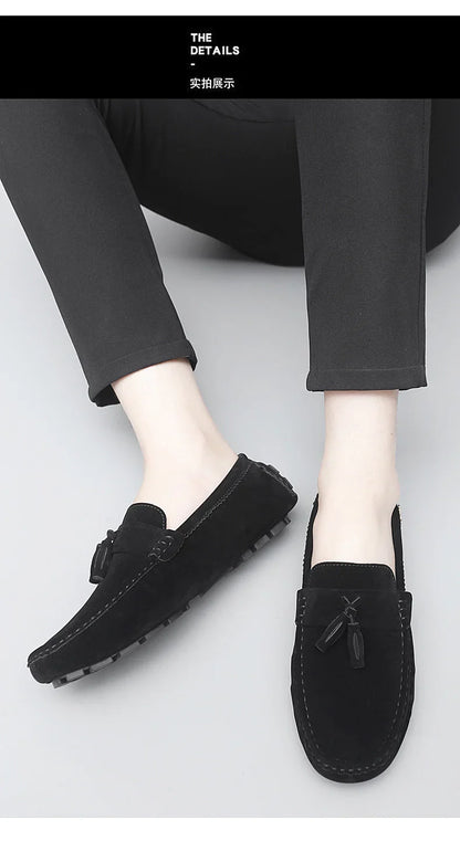 2025 New Beanie Shoes Men's Tassel Frosted Soft Sole Korean Style Easiest for Match Fashion Casual Shoes British Lazy Driving Trbottomy Shoes