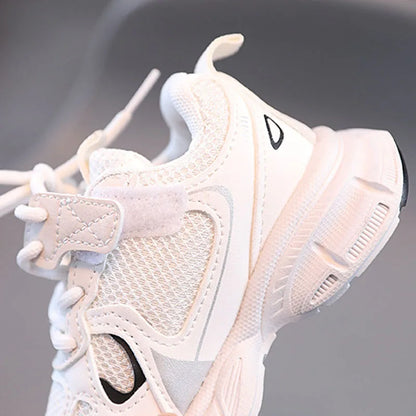 Spring and Autumn Children Sports Shoes Unisex Kids Sneakers Mesh Upper Breathable Basketball Shoes Tennis Casual Flats Footwear