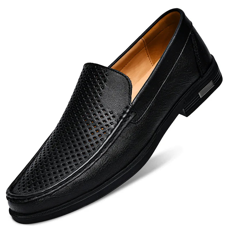 Leather Men Footwear Slip on Office Man Formal Shoes Wedding Party Men Dress Shoes Breath Driving Lazy Loafers