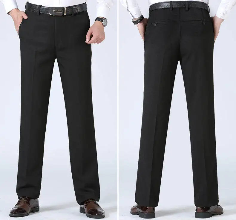 Mens Trousers Business Casual Pants Spring Summer Dress Pants Black Grey Loose Formal Suit Pants for Dad Husband