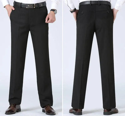 Mens Trousers Business Casual Pants Spring Summer Dress Pants Black Grey Loose Formal Suit Pants for Dad Husband