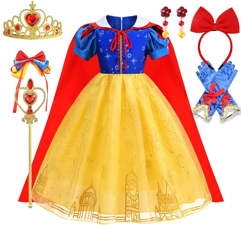 NEW 2024 Snow White Costume Girl Festival Clothing Princess Birthday Ball Gown Kid Prom Party Role Play Dress Halloween Disguise