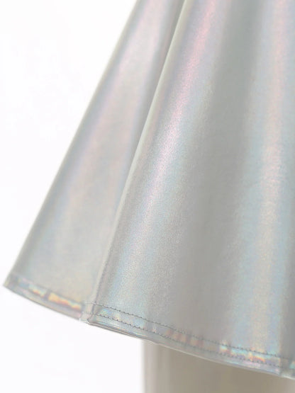 Womens Cocktail Dress Shiny Metallic Dress Alien Space Cap Sleeve High Waist A-line Dress for Halloween Party High Street Dress