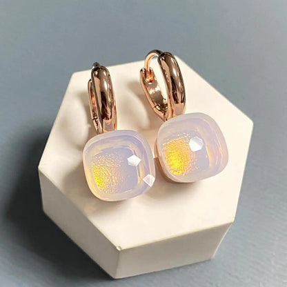 10.6mm Classic Nudo Earrings For Women High Quality Crystal Earrings Square Blue Topaz Earrings Fashion Jewelry Gift