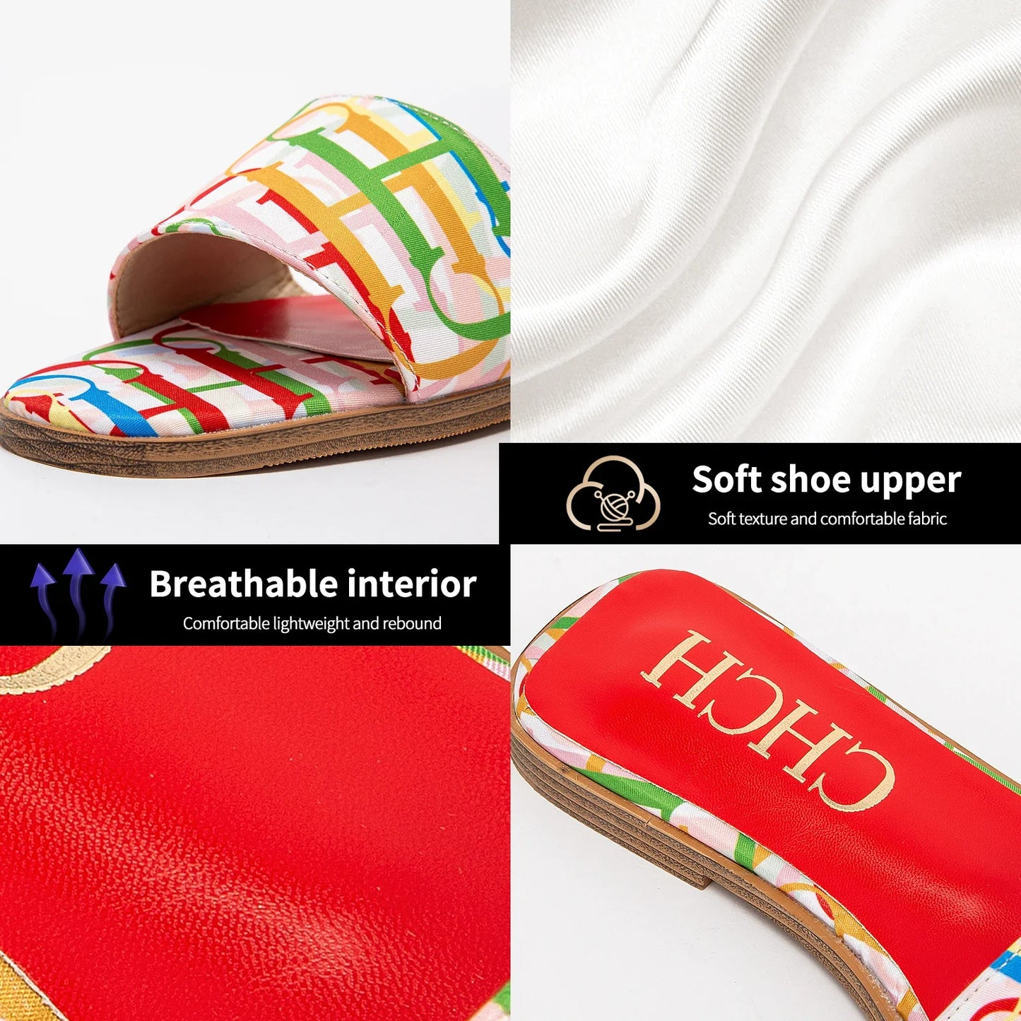 Fashionable Retro Design New Women's Shoes Summer Casual Color Blocking Design Non Slip Sandals Slippers Letter Slippers