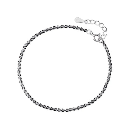 Fashion 925 Sterling Silver Simple White Black Color Gypsophila Link Chain Bracelet for Women Men Fine Jewelry Bijoux