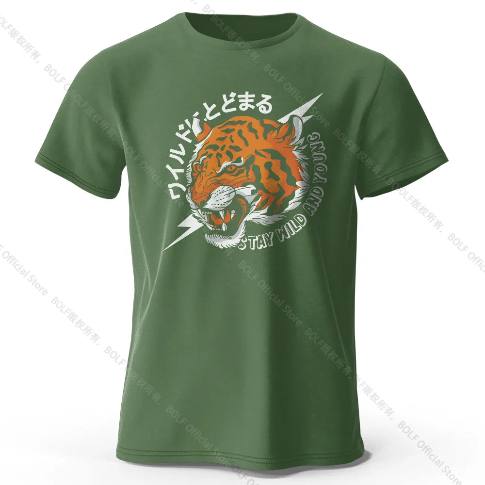 Men's Trust Tiger Printed T-Shirt 100% Cotton Harajuku Oversized Funny Graphic Tees for Men Women Summer Tops