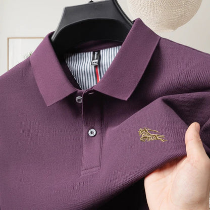 100% pure cotton luxury brand short sleeve men's polo shirt summer fashion letter embroidery design golf top breathable T-shirt