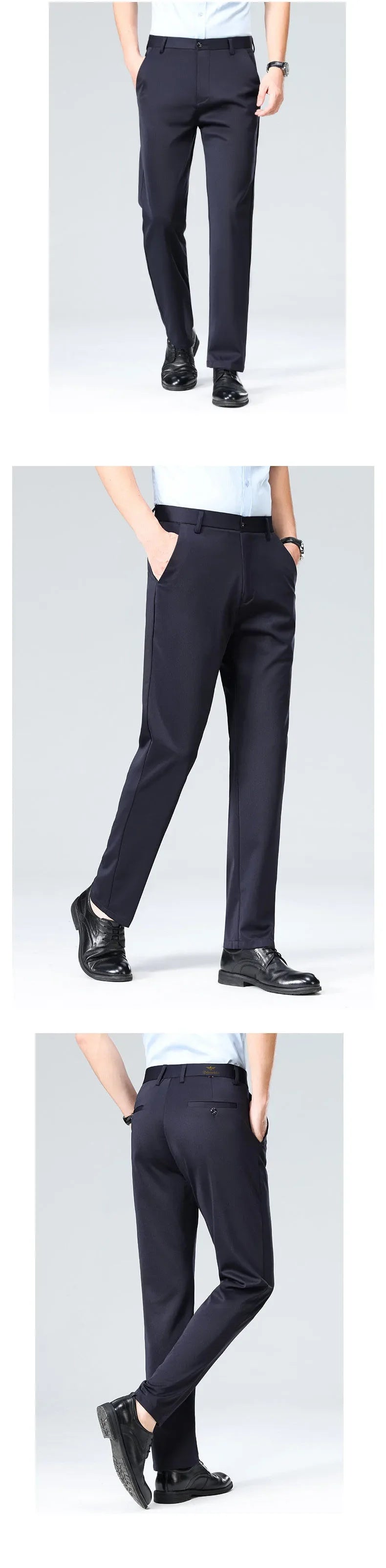 3 PCS Men's Straight Leg Stretch Suit Pants, Business Casual Trousers Combo, Lightweight Breathable All-Season Pants for Men