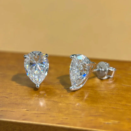 Certified Water Drop Moissanite Stud Earrings for Women Men 0.5/1/2/4CT 925 Silver Solitaire Pear Cut Lab Diamond Ear Studs