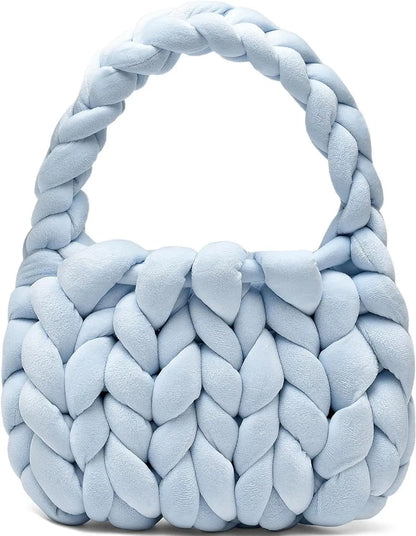 Velvet Bag DIY Hand Woven Bag Crystal Velvet Core Spun Yarn Woven Bag Hand-held Mailman Bag Velvet Handbag New